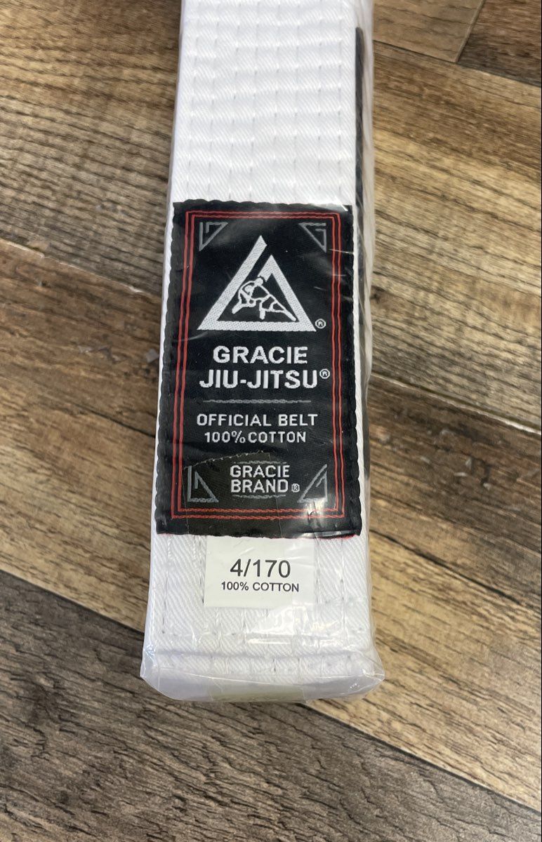 Gracie Jiu-Jitsu White Belt Lot 4 Belts Sizes 0 1 3 4 100% Cotton New