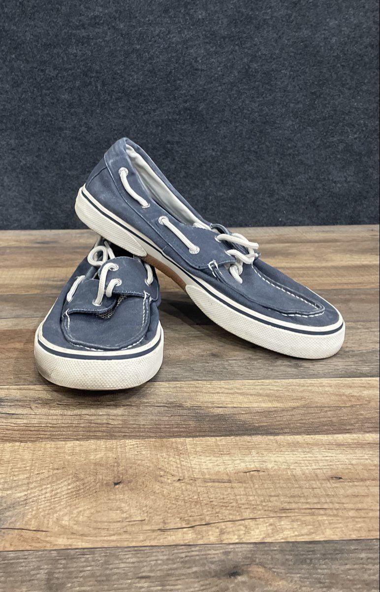 Sperry Top-Sider Bahama 2-Eye Grey Canvas Boat Shoe Sneakers Men's Size 12