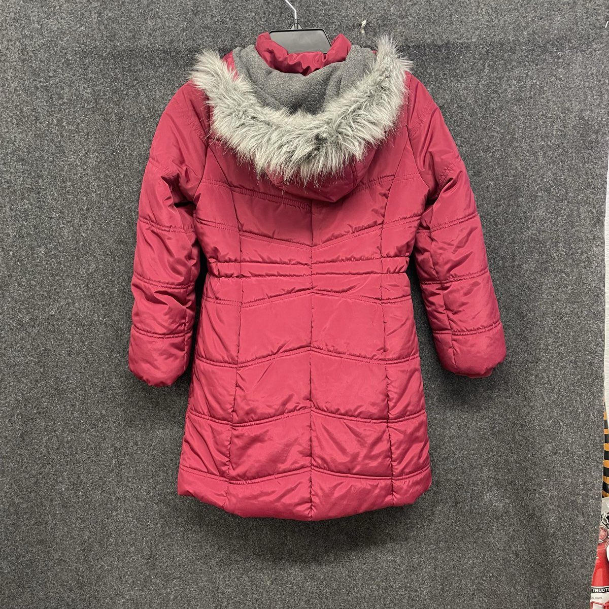Calvin Klein Jeans Women's Puffer Jacket Berry Pink Quilted Fleece Lined Sz M