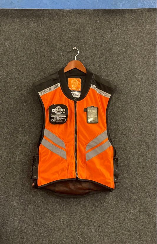 Icon Men's Mil Spec Mesh Motorcycle Safety Vest Orange Hi-Vis Reflective Super