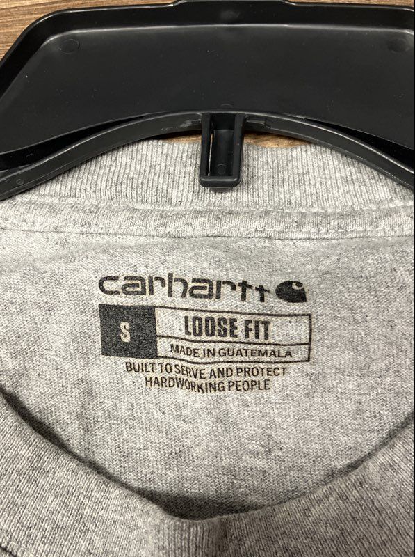 Carhartt Men's Long Sleeve Pocket T-Shirt Heather Gray Loose Fit Workwear Sz S