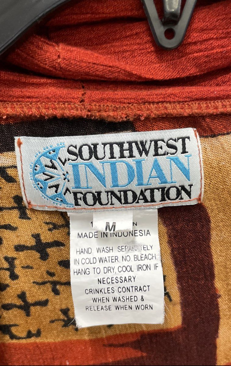 Southwest Indian Foundation Vintage Y2K Women's Geometric Crinkle Cardigan Sz M