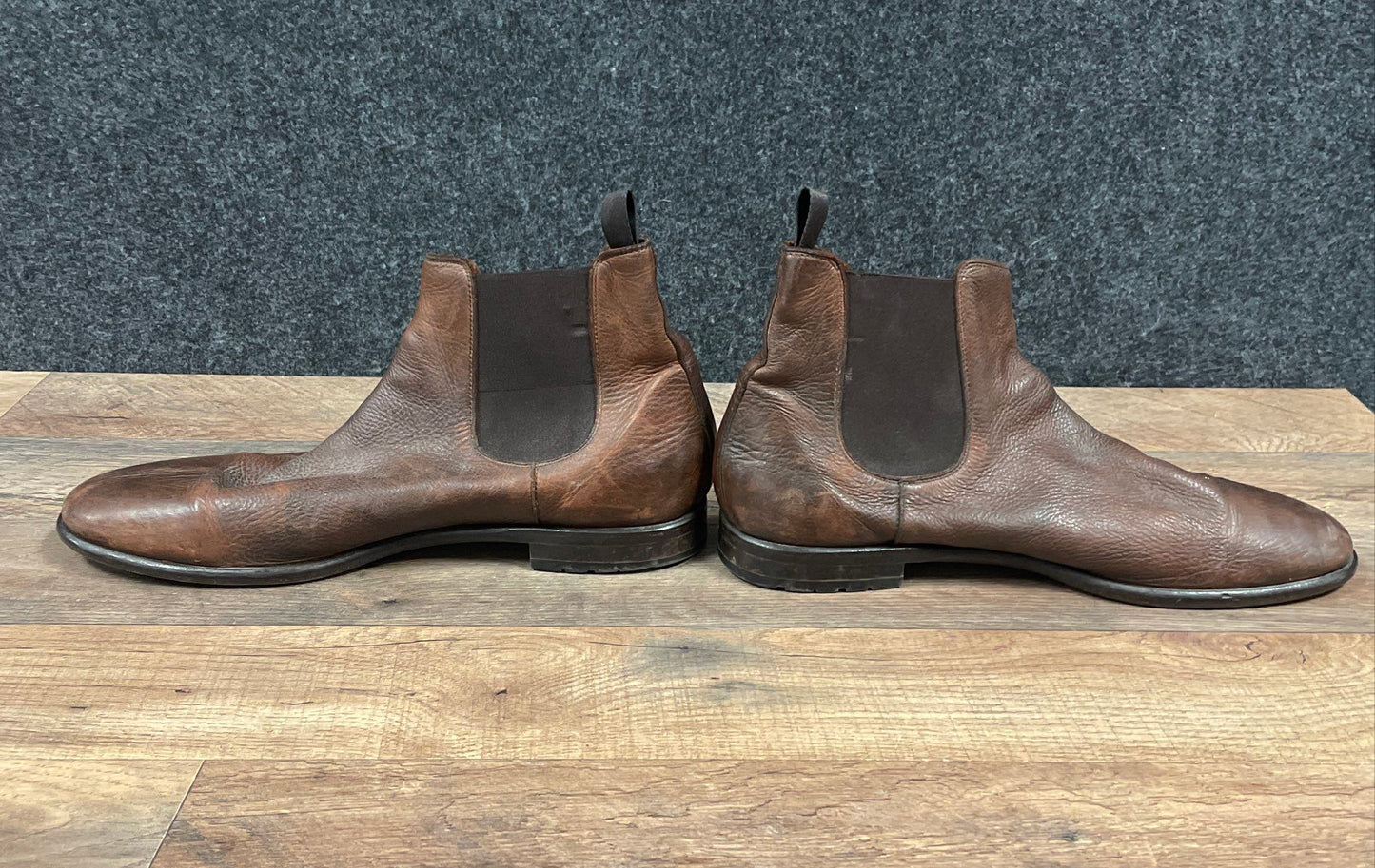 M.Gemi Brown Tumbled Leather Chelsea Boots Made in Italy Men's Size 45 US 12