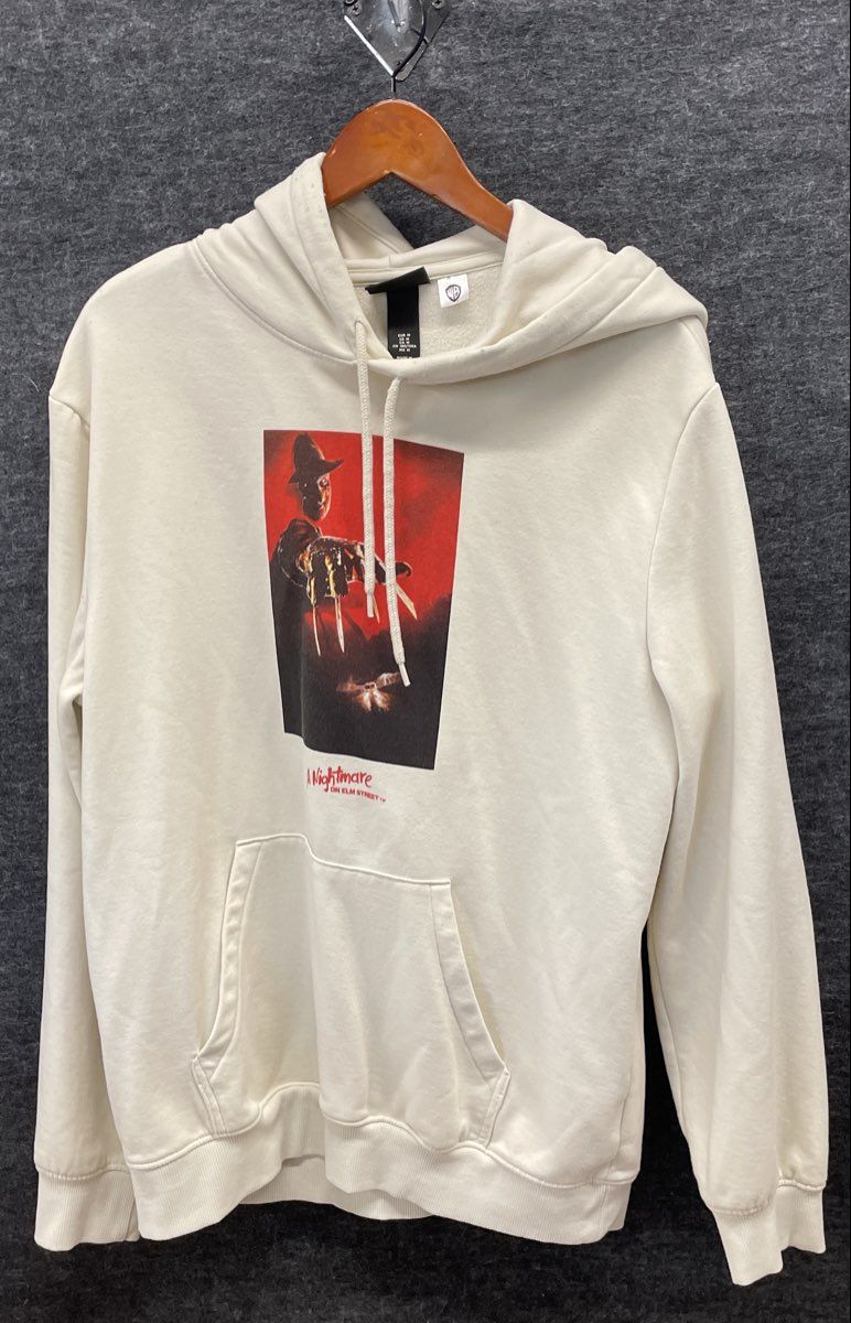 H&M Men's Nightmare On Elm Street Freddy Krueger Graphic Hoodie Cream Sz M