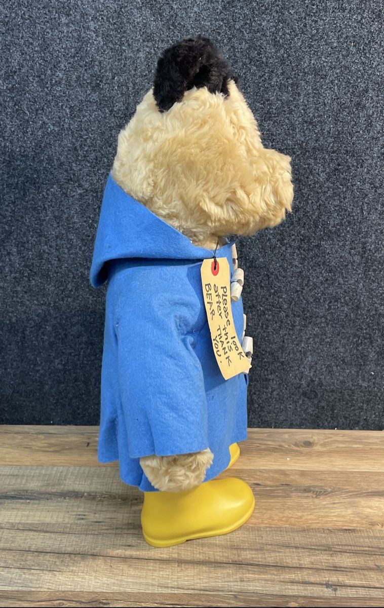 Vintage 1975 Eden Toys Paddington Bear Plush Duffle Coat Yellow Boots w/ Tag