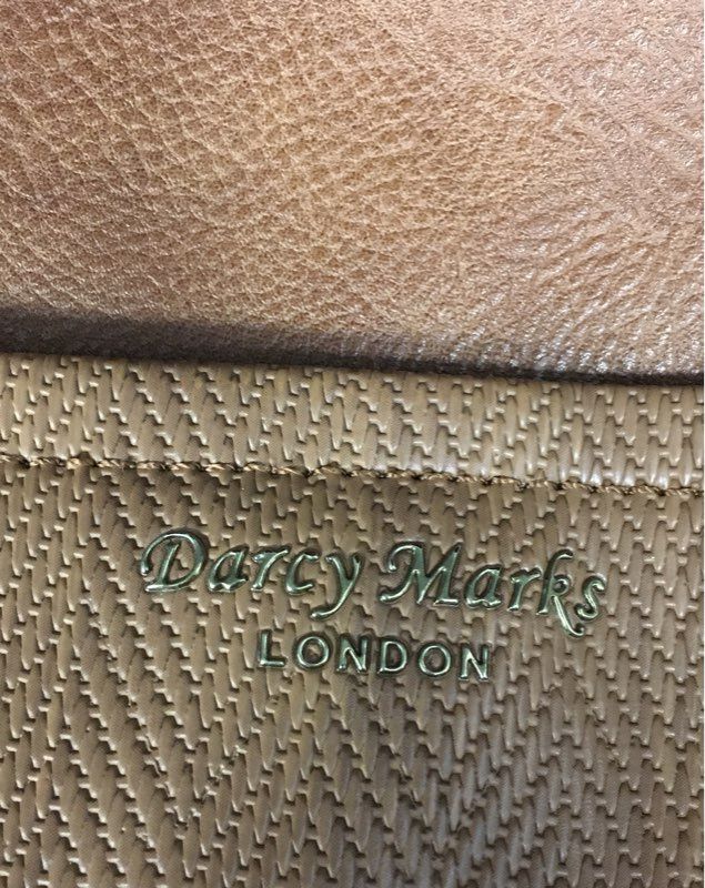 Darcy Marks London Tan Chevron Textured Large Tote Shoulder Bag Gold Hardware