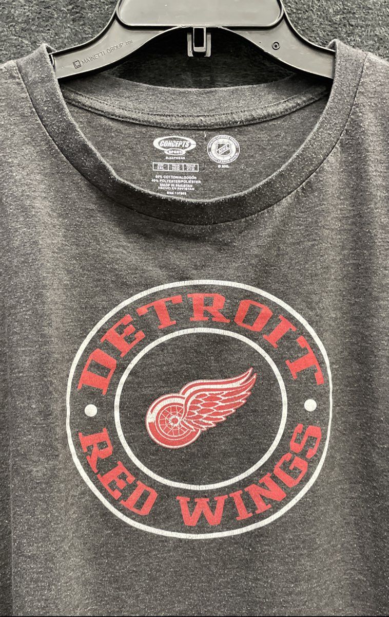 Concepts Sport Men's Detroit Red Wings Charcoal Gray NHL Sleepwear Shirt Sz 2XL
