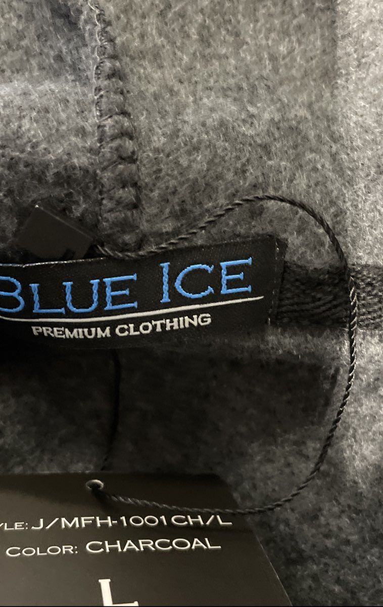 Blue Ice Men's Full Zip Hoodie Charcoal Grey MFH-1001CH Fleece Size L NWT