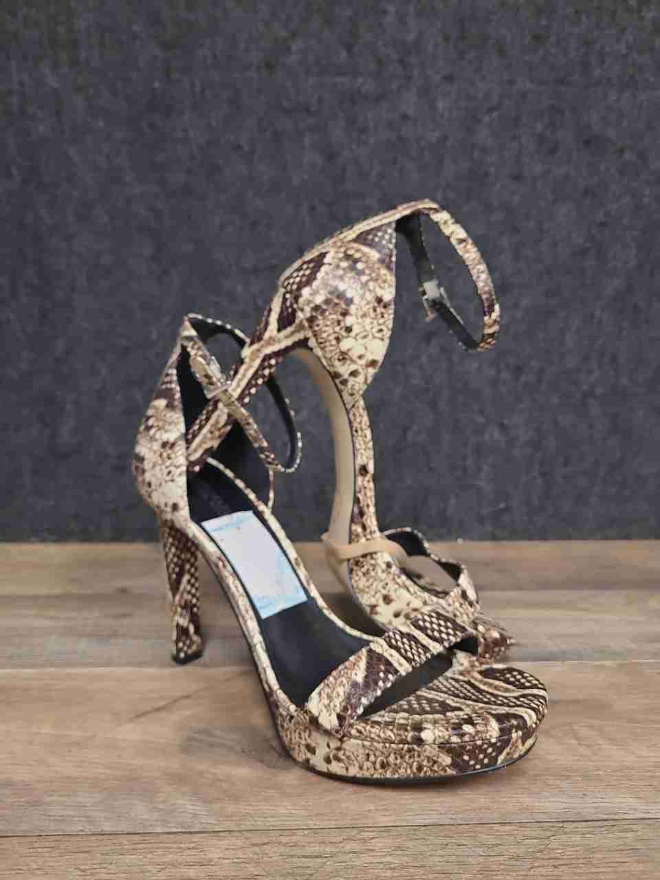 Michael Kors Jordyn Snakeskin Ankle Strap Platform Sandal Heels Size 7.5M