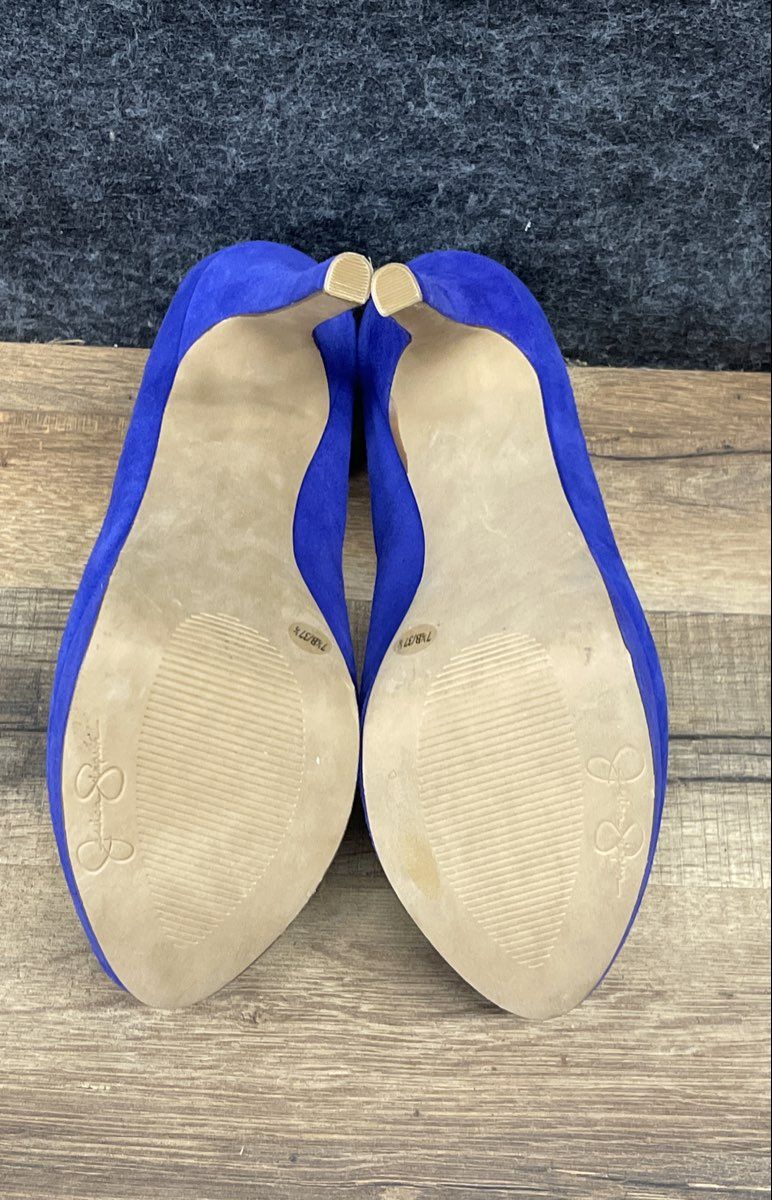 Jessica Simpson Royal Blue Suede Platform Stiletto Pump Heels Size 7.5