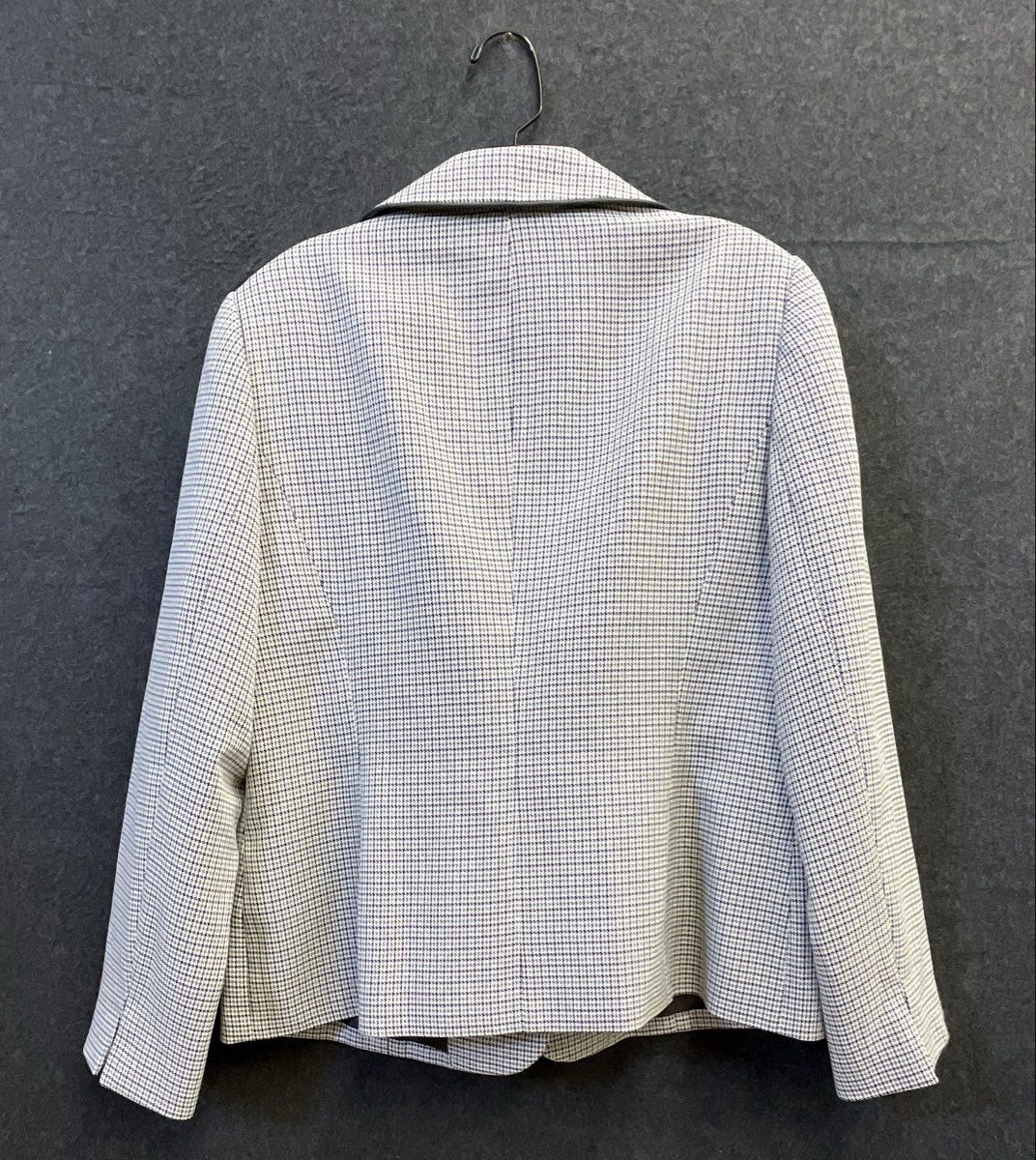 Le Suit Women's Blazer Jacket Black White Houndstooth Piping Trim Sz 14
