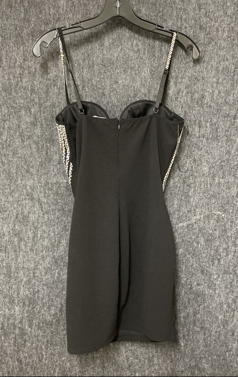 Fashion Nova Women's So Temping Embellished Mini Dress Black Rhinestone NWT M