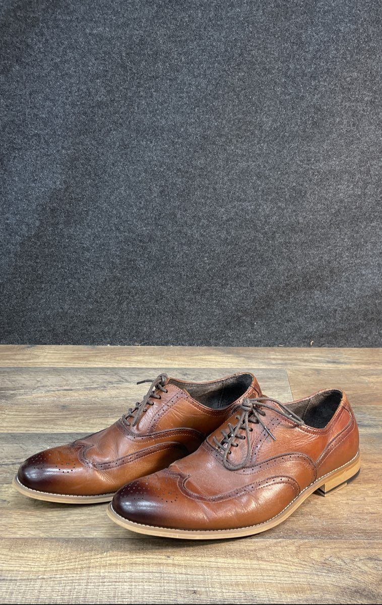Stacy Adams Dunbar Wingtip Cognac Brown Leather Oxfords Size 12