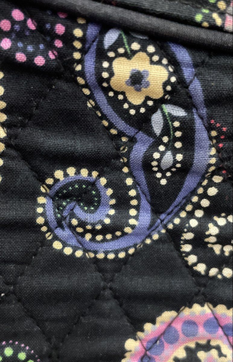 Vera Bradley Black Paisley Quilted Cotton Hobo Shoulder Bag