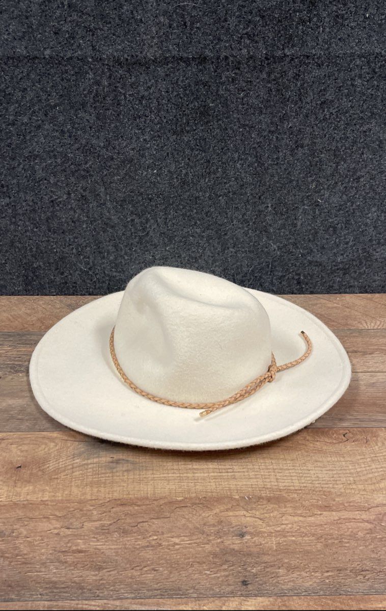 Lucky Brand Women's Wide Brim Fedora Hat Cream Ivory Braided Cord Band NWT OS