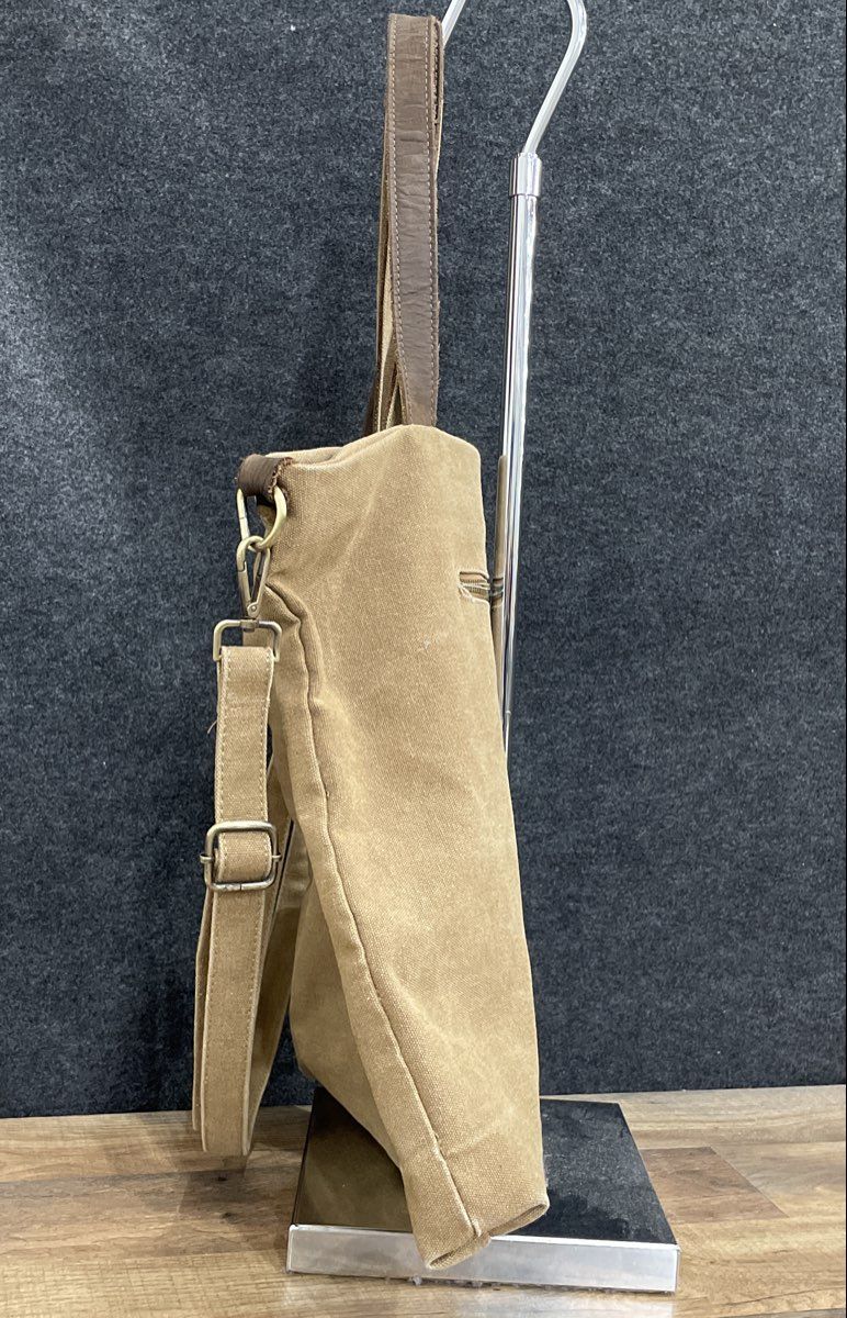 Farmhouse Is My Style Brown Canvas Large Crossbody Tote Bag Leather Trim