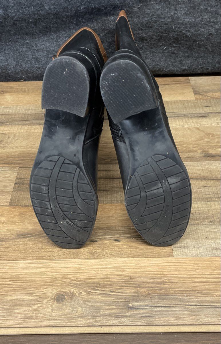 Bandolino Bogle Black Brown Two Tone Riding Boots Calf High Size 8 M