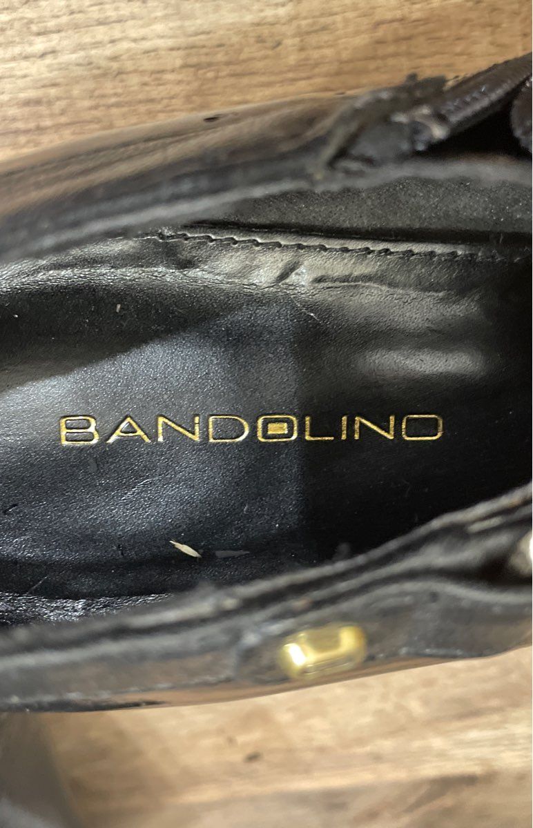 Bandolino Cassion Black Leather Patent Shootie Ankle Boot Heels Size 10M