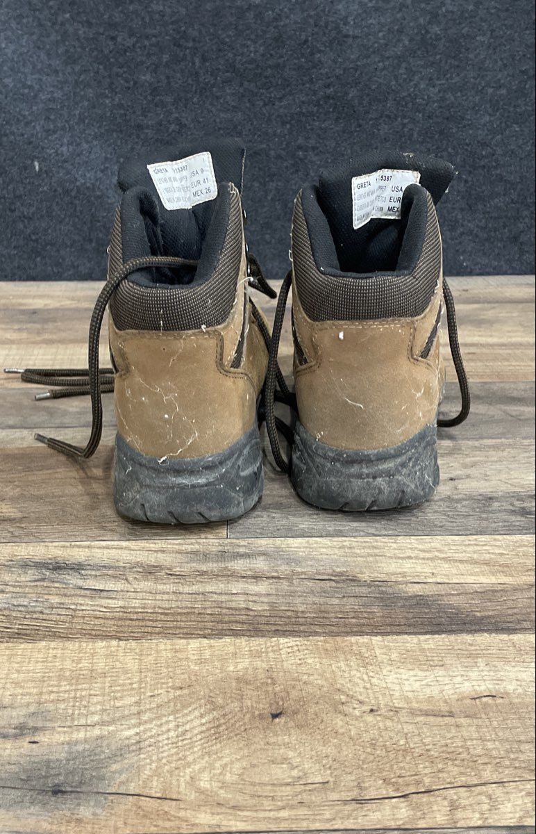 Ozark Trail Greta Brown Leather Hiking Work Boots Women's Size 9 Outdoor