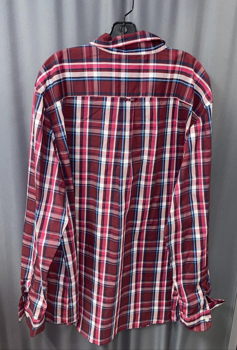 Chaps Men's Red Plaid Stretch Easy Care Long Sleeve Button Up Shirt XXL NWT