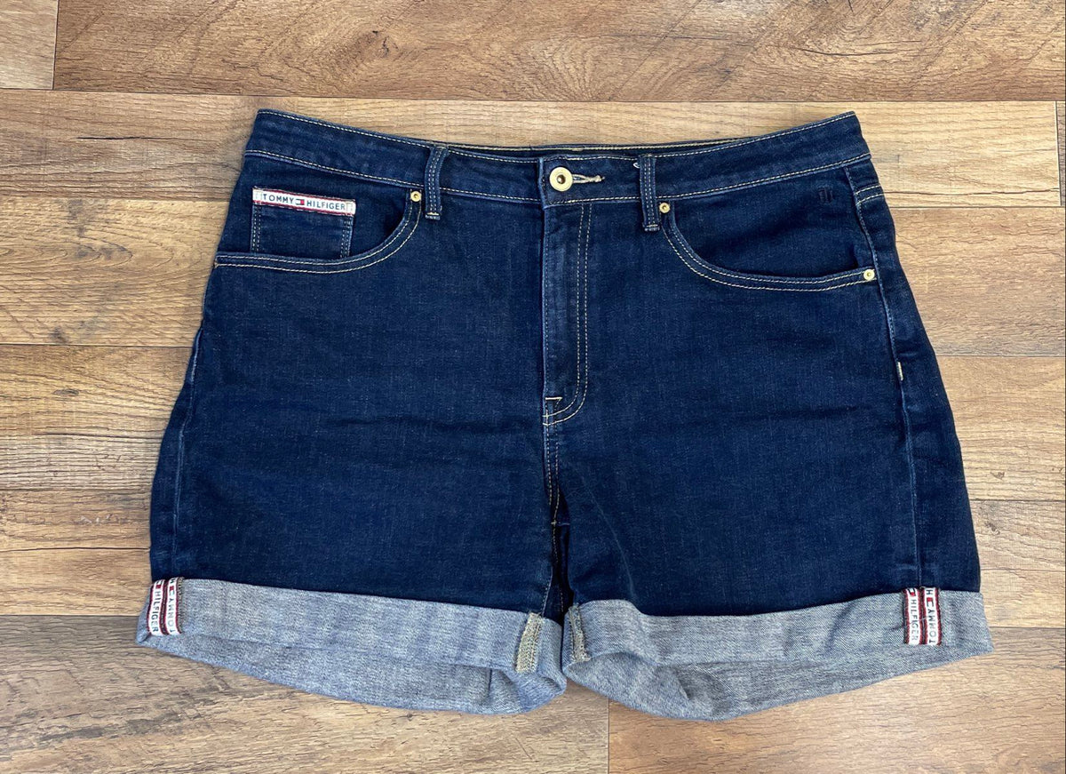 Tommy Hilfiger Women's Greenwich Dark Wash Denim Cuffed Shorts Sz 12