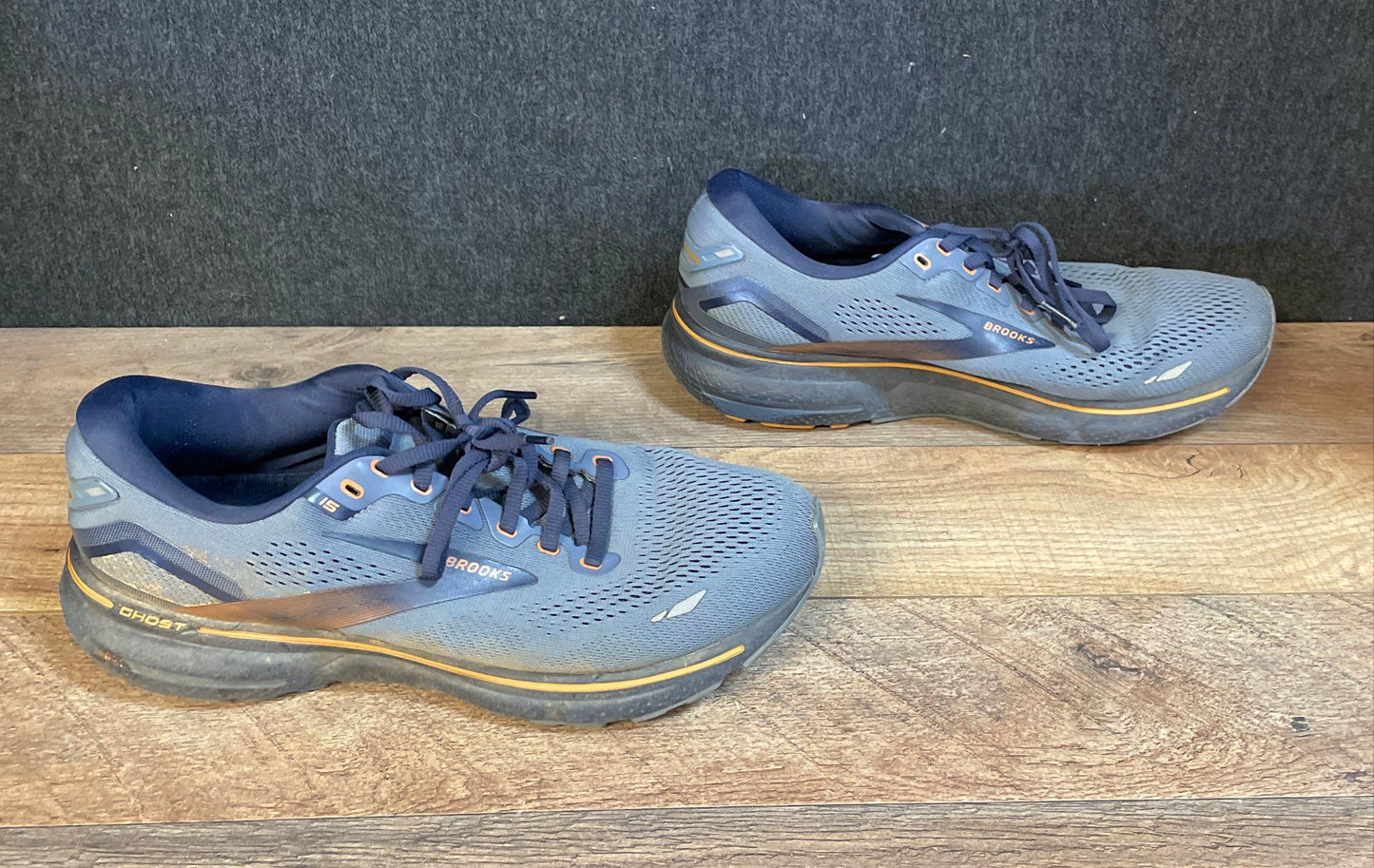 Brooks Ghost 15 Blue Navy Orange Men's Running Shoes Size 9
