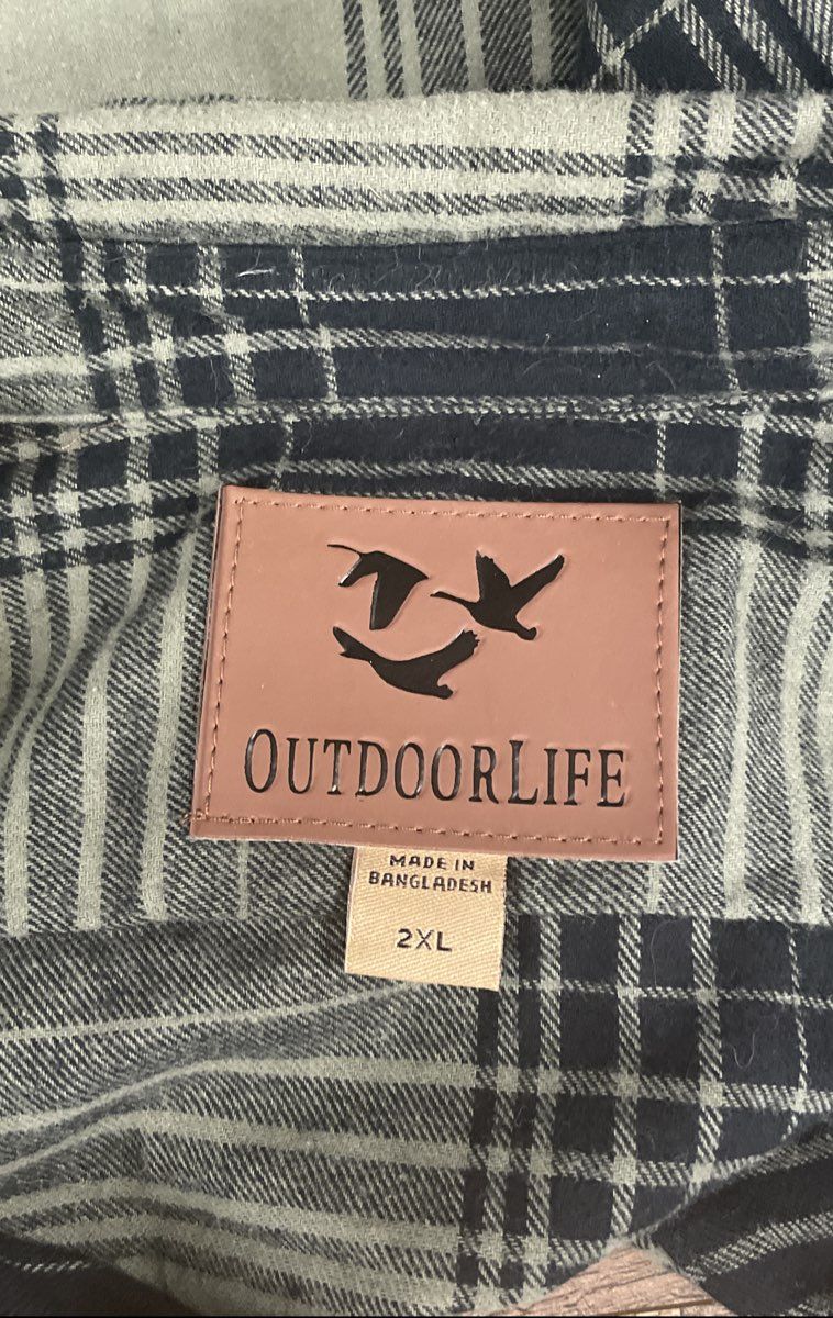 Outdoor Life Men's Green Plaid Long Sleeve Flannel Button Down Shirt Sz 2XL