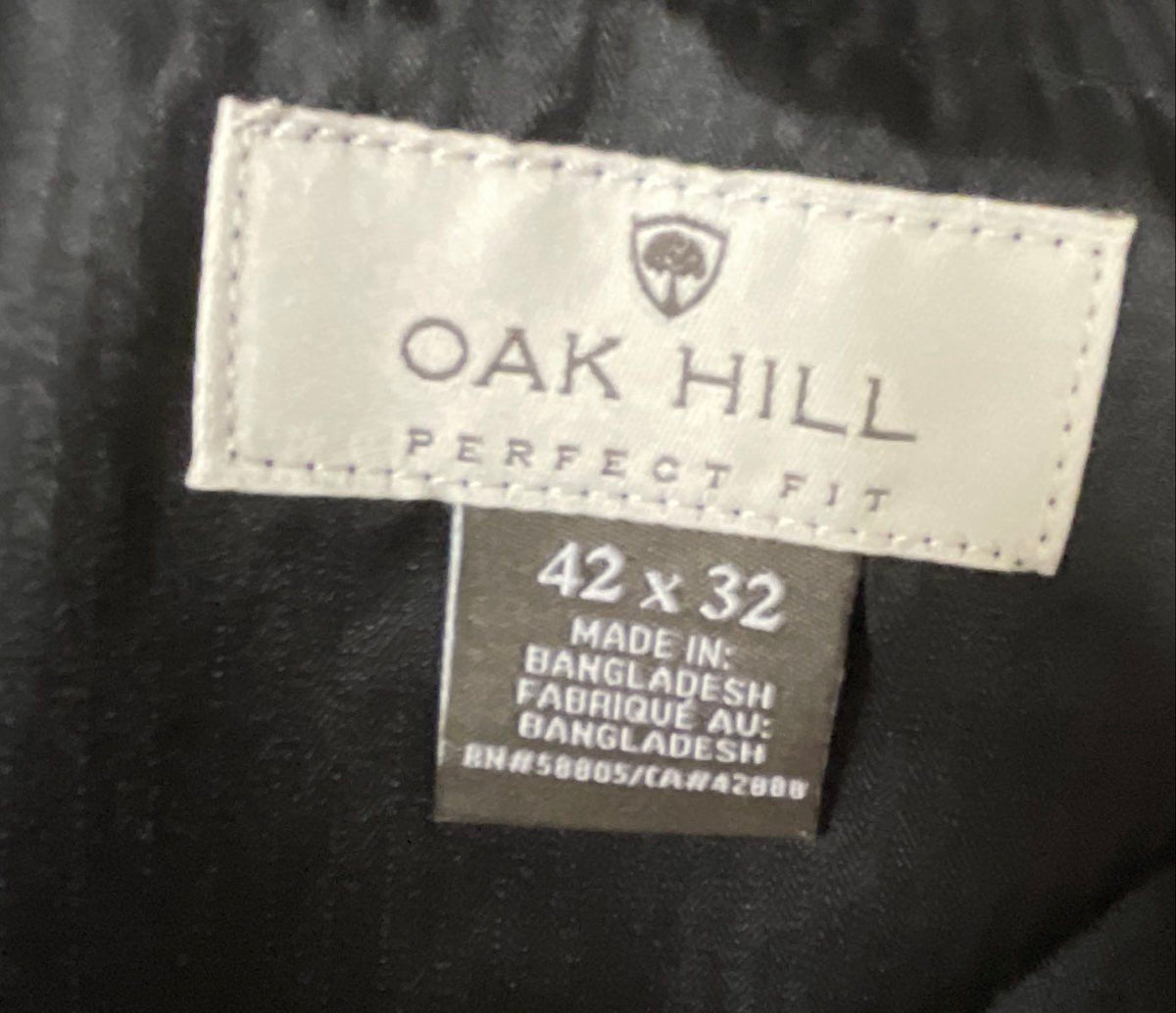 Oak Hill Men's Black Pleated Dress Pants Slacks Perfect Fit NWT Sz 42x32