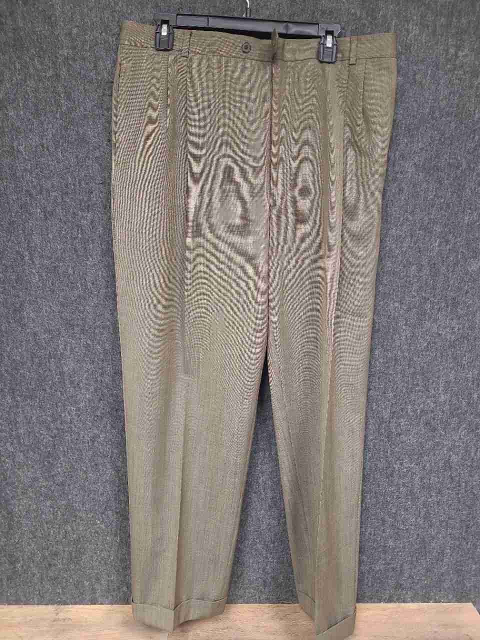 Joseph Abboud Men's Suit Olive Taupe Super 110s Wool Sz 44 43L W37 USA