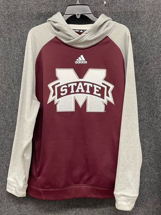 Adidas Mississippi State Bulldogs NCAA Maroon Gray Pullover Hoodie Men's XL