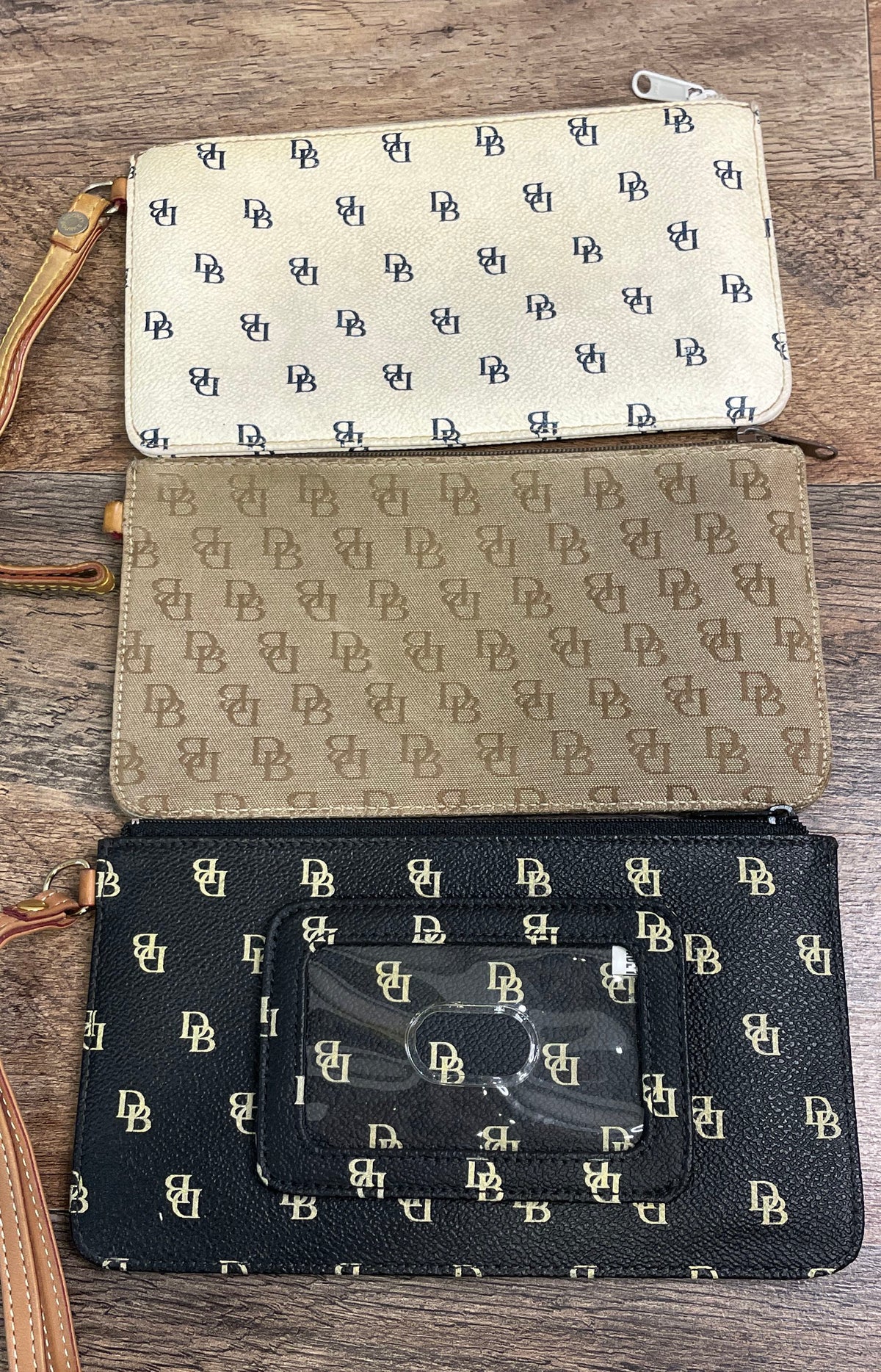 Dooney & Bourke Signature Monogram Wristlet Pouch ID Case Lot of 3 Multicolor