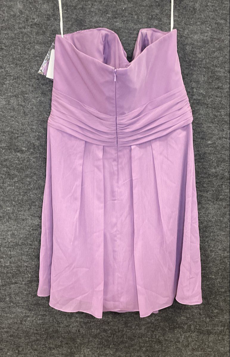 David's Bridal Women's Purple Chiffon Strapless Crisscross Bodice Dress Sz 12