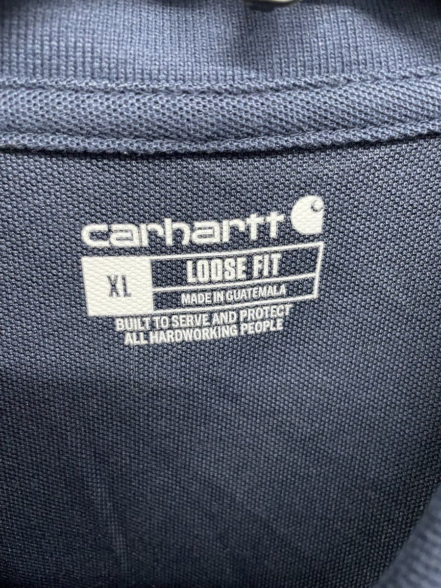 Carhartt Men's Navy Blue Loose Fit Short Sleeve Pique Pocket Polo Shirt Sz XL
