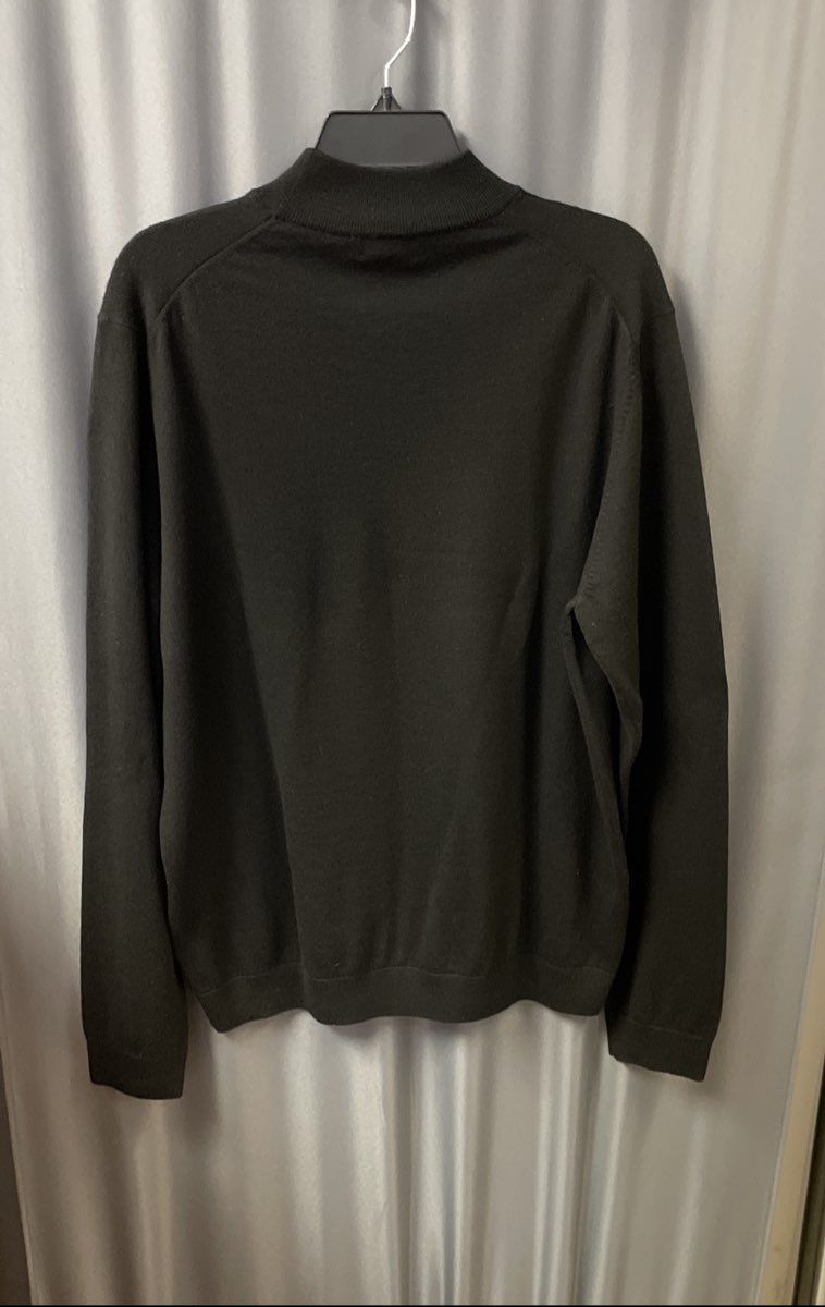 Brooks Brothers 346 Men's Black Extra Fine Merino Wool Mock Neck Sweater XL