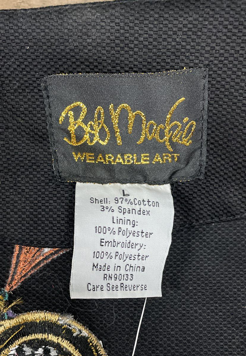 Vintage Bob Mackie Wearable Art Women's Black Embroidered Elephant Jacket Size S