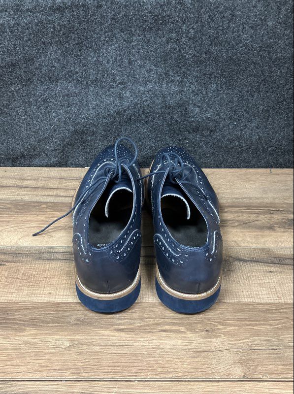 FG Shoes Navy Blue Leather Wingtip Brogue Derby Shoes Size EU 45 US 11