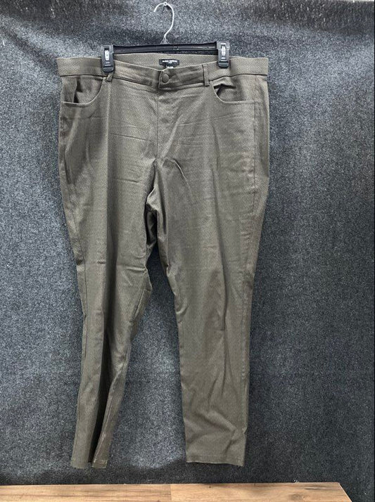 Mario Serrani Women's Textured Pull On Pants Olive Green Geometric Size XXL