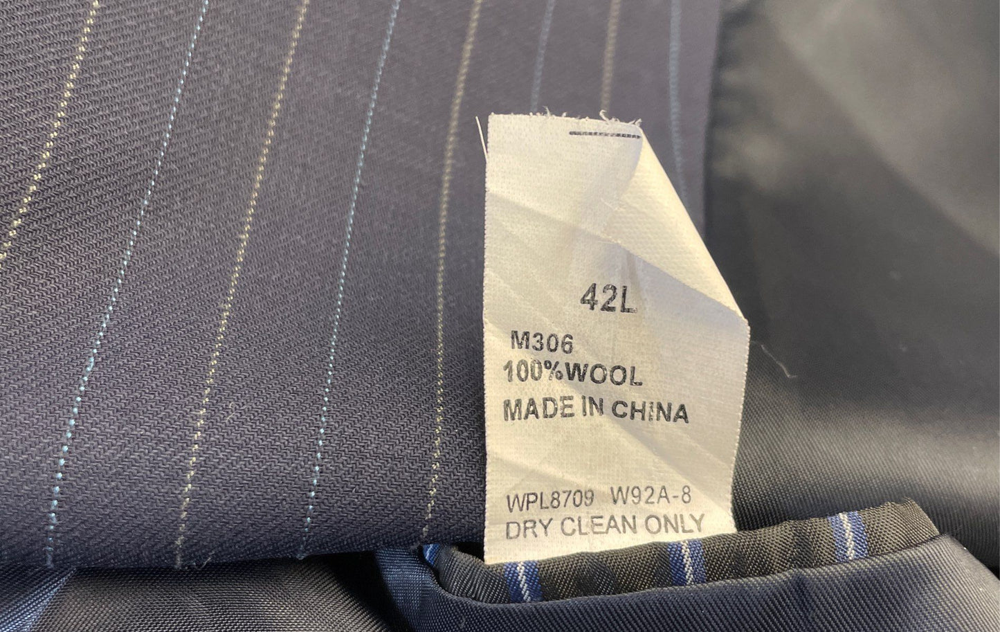 Nautica Men's Navy Blue Pinstripe 100% Wool 3-Button Blazer Sport Coat Sz 42L