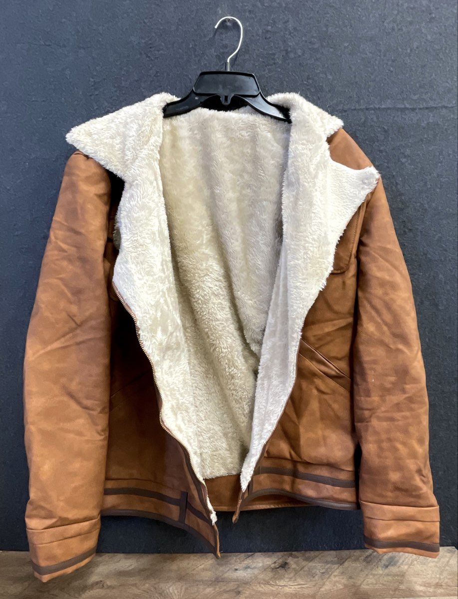 Carhartt Men's Brown Leather Shearling Lined Aviator Jacket Size 2XL