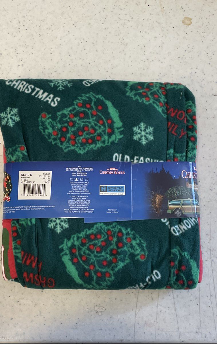 Christmas Vacation NWT Men's Pajama Set Red Green Griswold Fleece Sz M