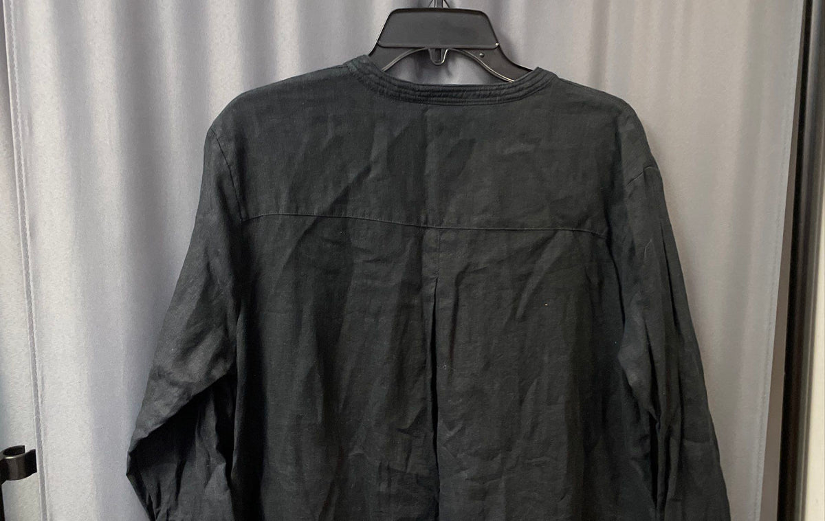 Joie Women's Black 100% Linen Button Front V-Neck Tunic Shirt Sz M