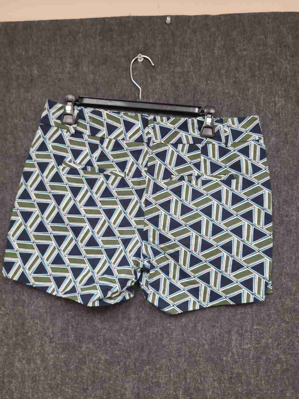 Ann Taylor Factory Women's Navy Green White Geometric Pattern Shorts Sz 6