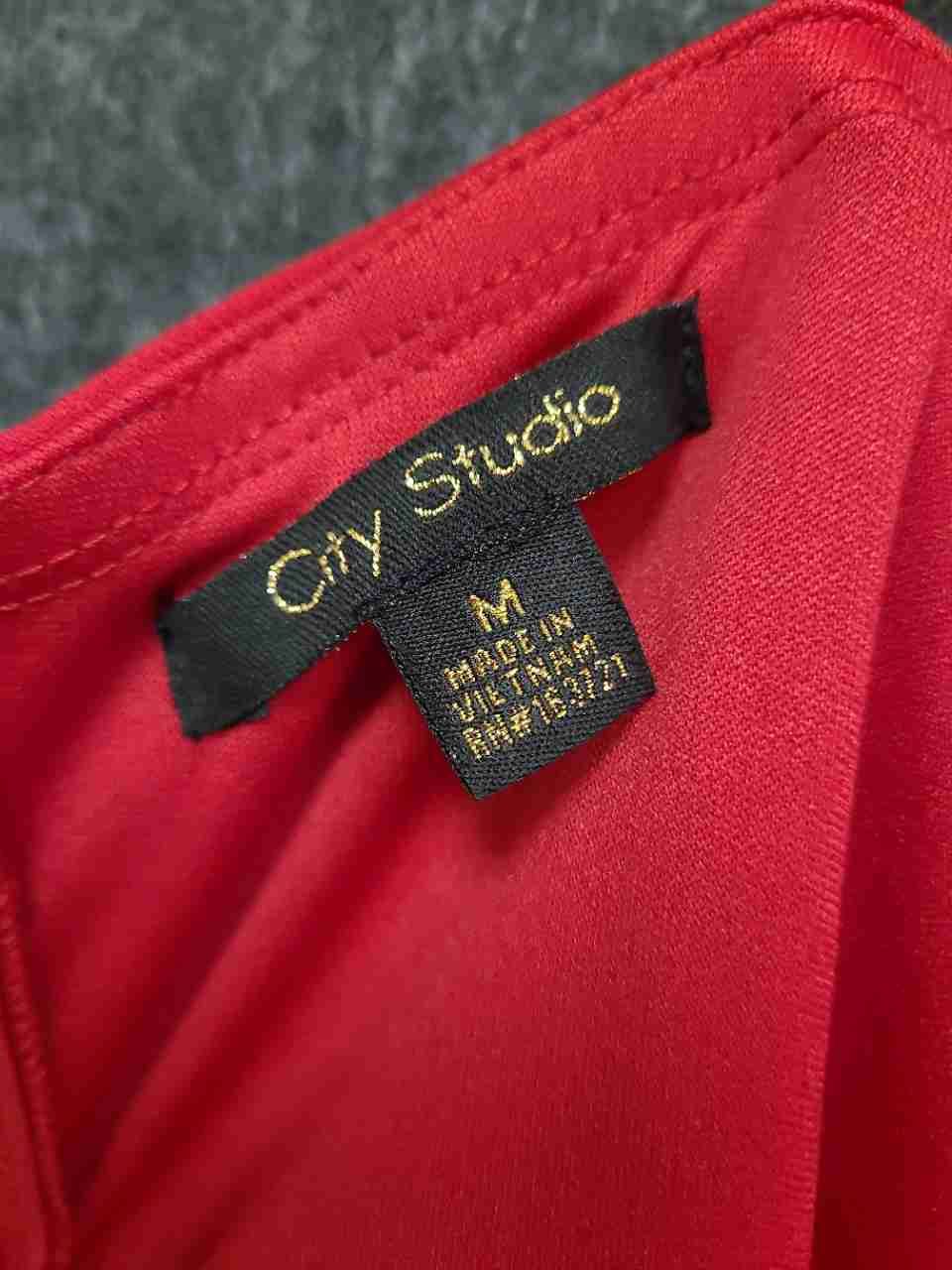 City Studio Women's Party Pink Red Embellished Waist Fit & Flare Dress Sz M NWT