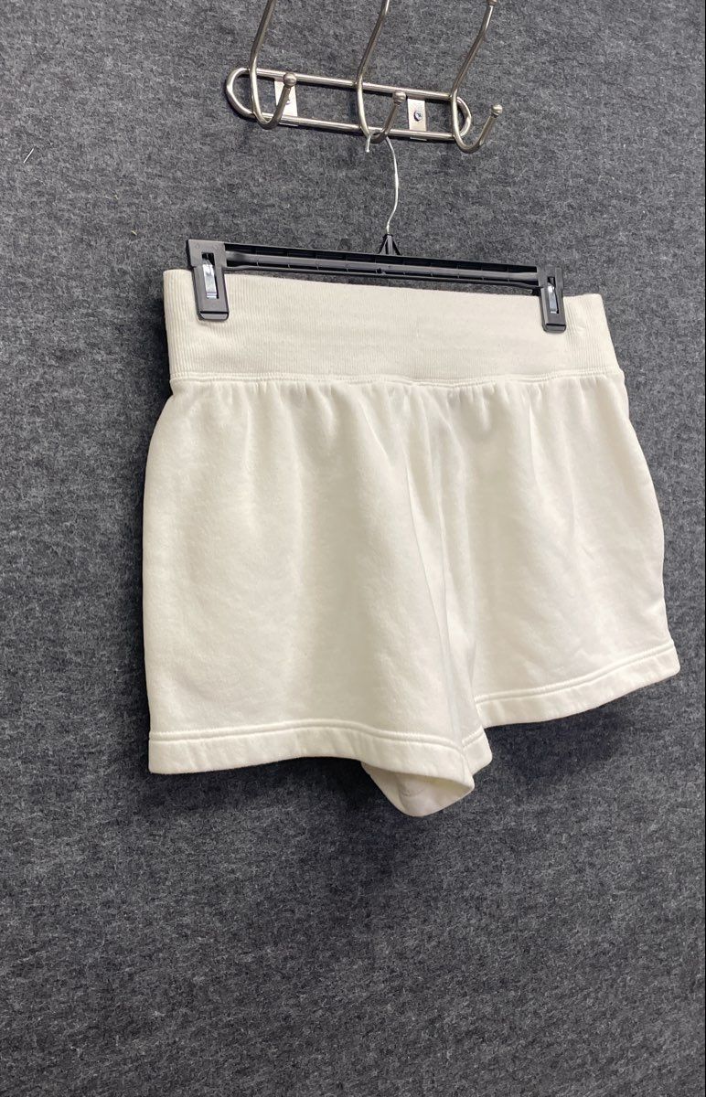 Nike Women's Cream Fleece Sweat Shorts High Waisted Drawstring Sz L