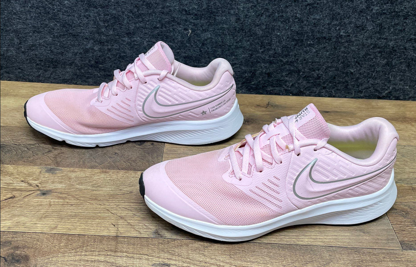 Nike Star Runner 2.0 Arctic Pink Metallic Silver Running Shoes Size 7Y