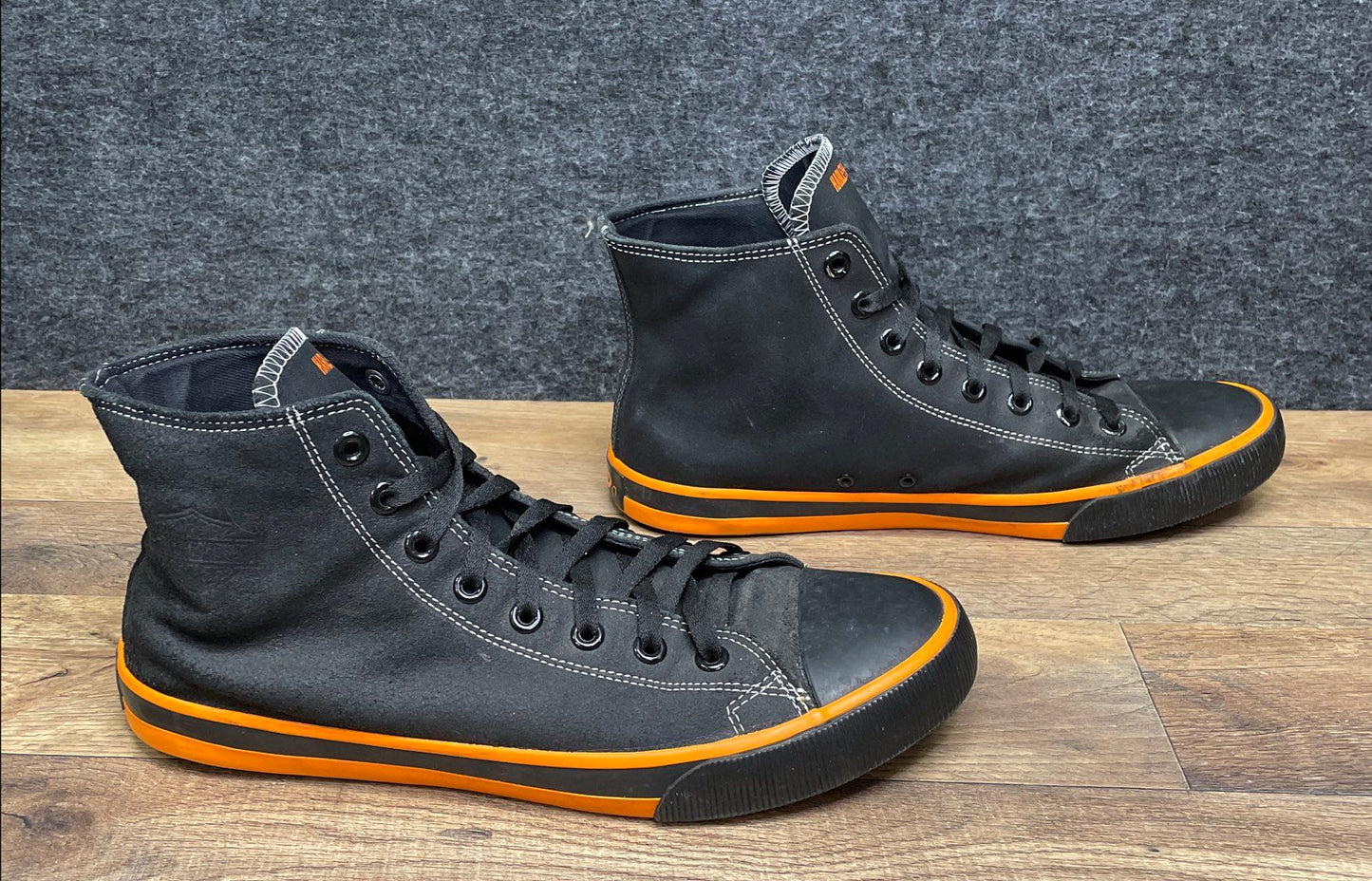 Harley-Davidson D93816 Black Orange Canvas High Top Sneakers Men's Size 10.5