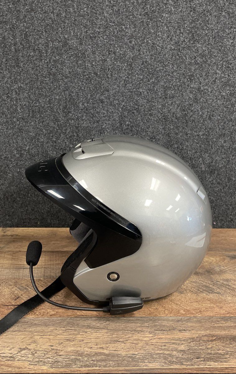 HJC AC-3 Half Helmet Silver XL Open Face DOT Snell Motorcycle Helmet Headset