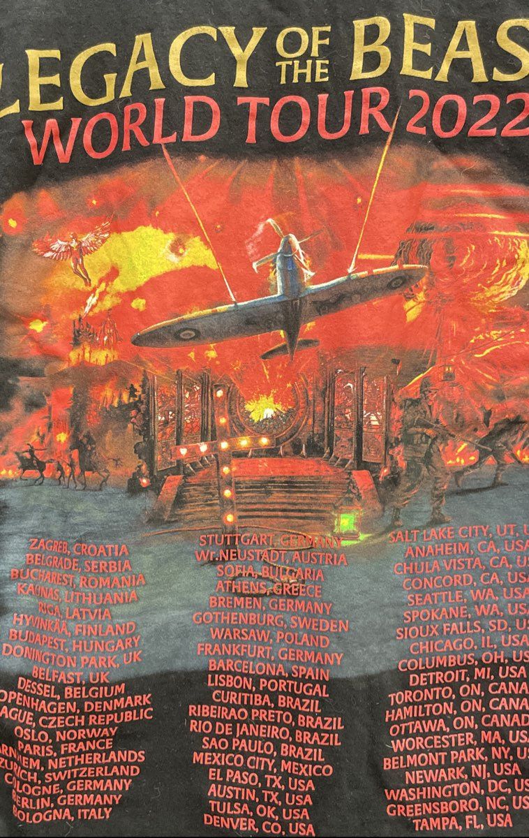 Iron Maiden Legacy of the Beast World Tour 2022 T-Shirt Double Stitch Sz L
