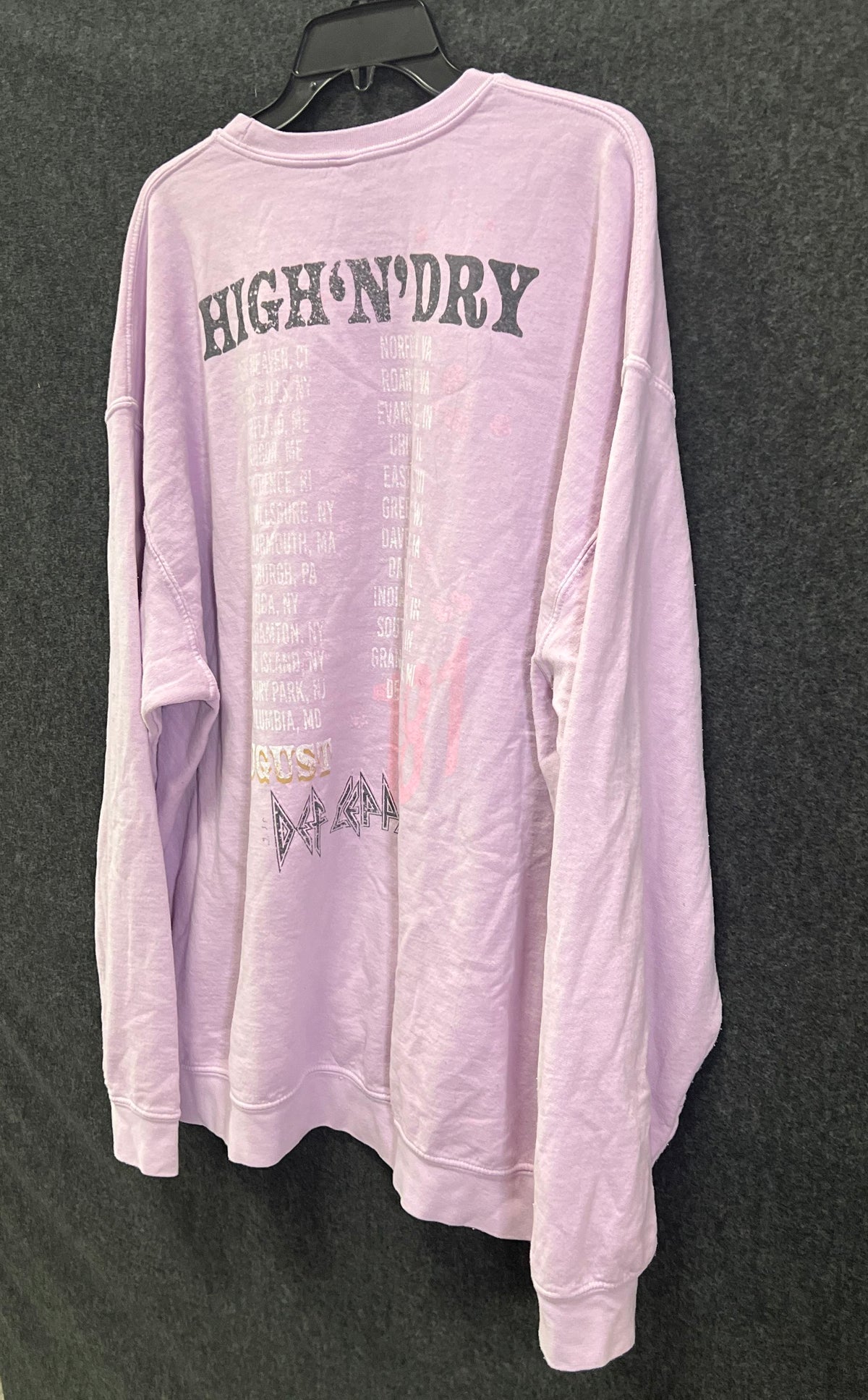 Def Leppard Lavender High 'N' Dry 1981 Tour Graphic Crewneck Sweatshirt
