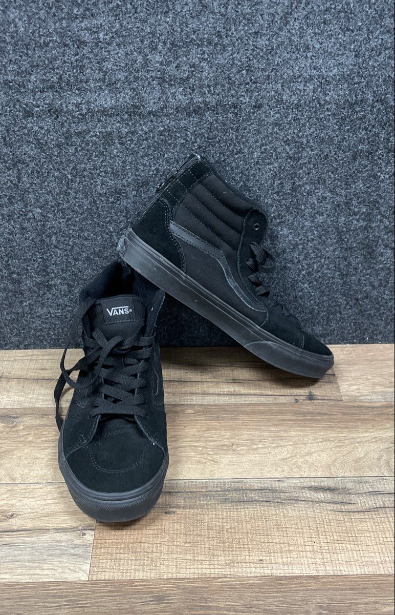 Vans Sk8-Hi Zip Black Suede Canvas High Top Sneakers Youth Size 5.5